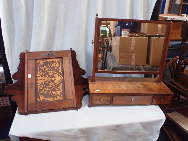 GEORGE III DRESSING MIRROR AND A HANGING CORNER CUPBOARD