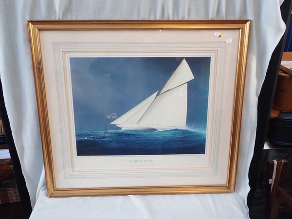 TIM THOMPSON,'THE GREAT YACHTS, RELIANCE', SIGNED PRINT