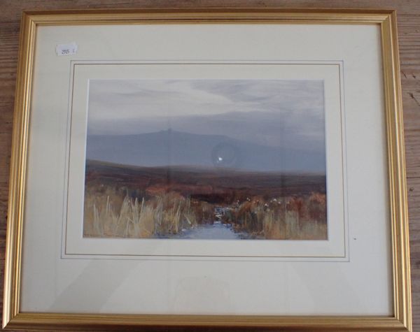 F.J. WIDGERY: WATERCOLOUR, TAW  MARSH, DARTMOOR