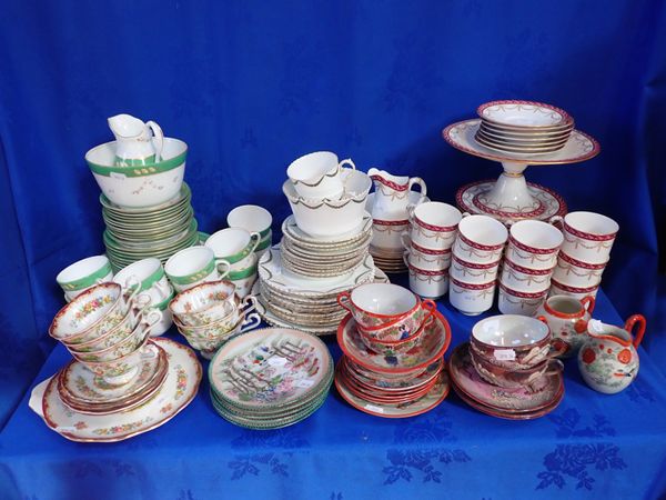 A ROYAL WORCESTER PART TEA SERVICE WITH CAKE STAND