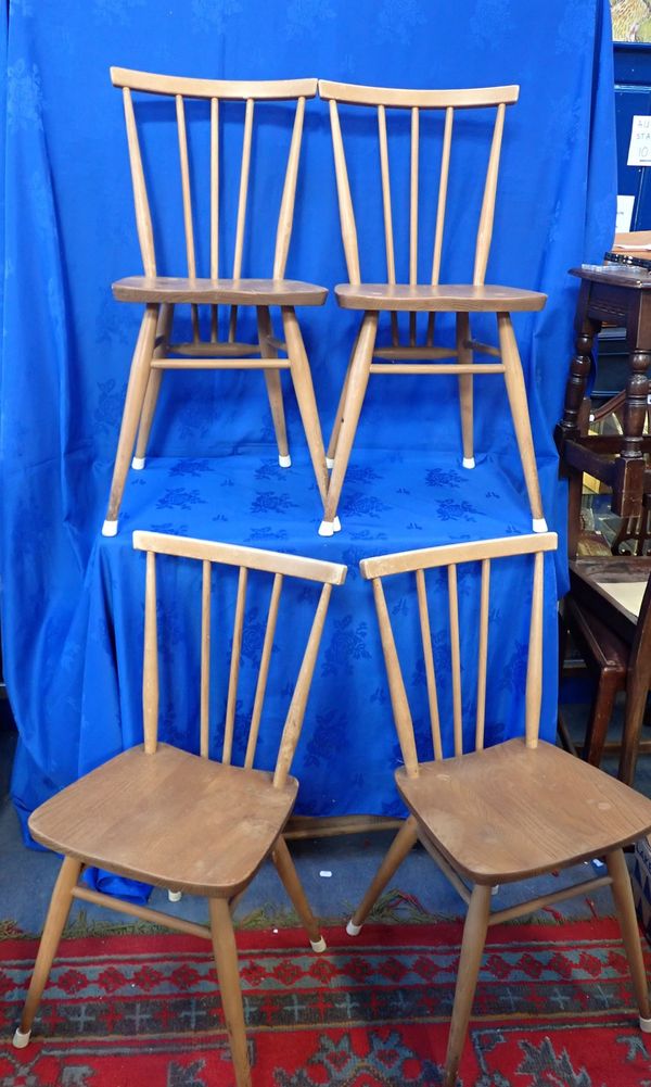 A SET OF FOUR ERCOL STICK BACK CHAIRS