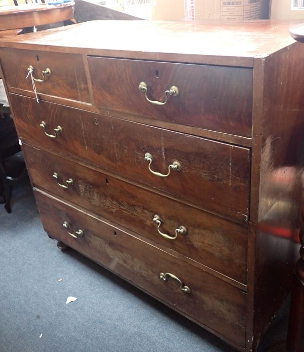 A 19TH CENTURY MAHOGANY  TWO-PART CHEST OF DRAWERS