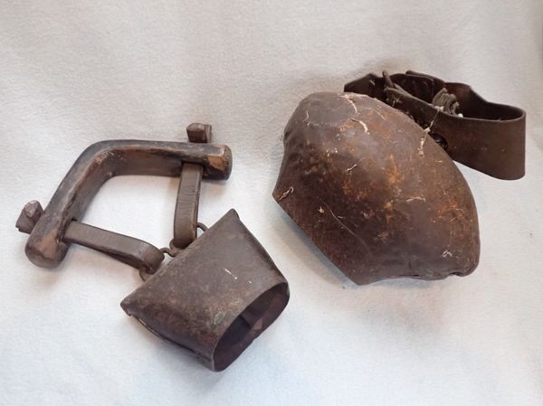 TWO LARGE ANTIQUE COW BELLS