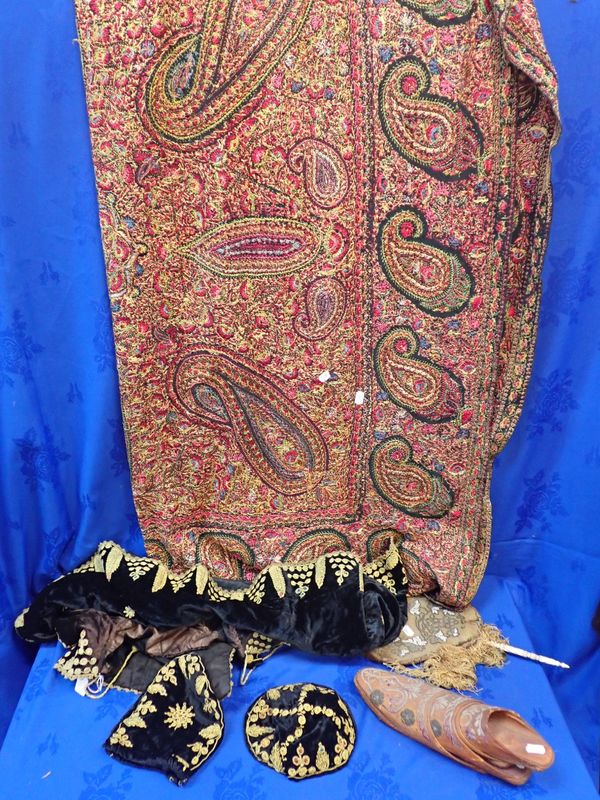 A INDIAN EMBROIDERED PAISLEY SHAWL