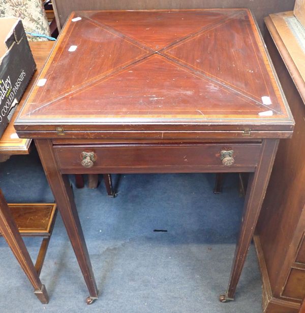 AN EDWARDIAN ENVELOPE CARD TABLE