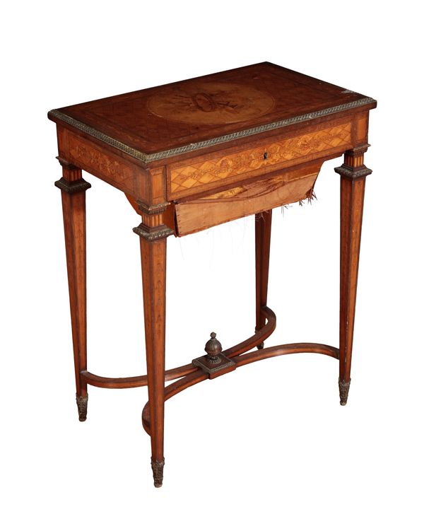 A LOUIS XV STYLE MARQUETRY WORK TABLE