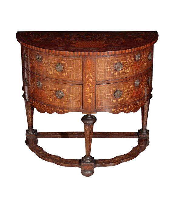 A DUTCH MARQUETRY BOW-FRONT TABLE