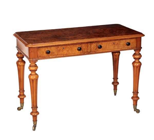 A BURR WALNUT GILLOWS WRITING TABLE