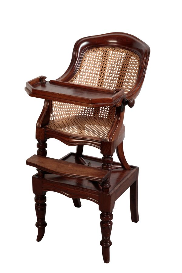 A VICTORIAN MAHOGANY CHILDS HIGH CHAIR