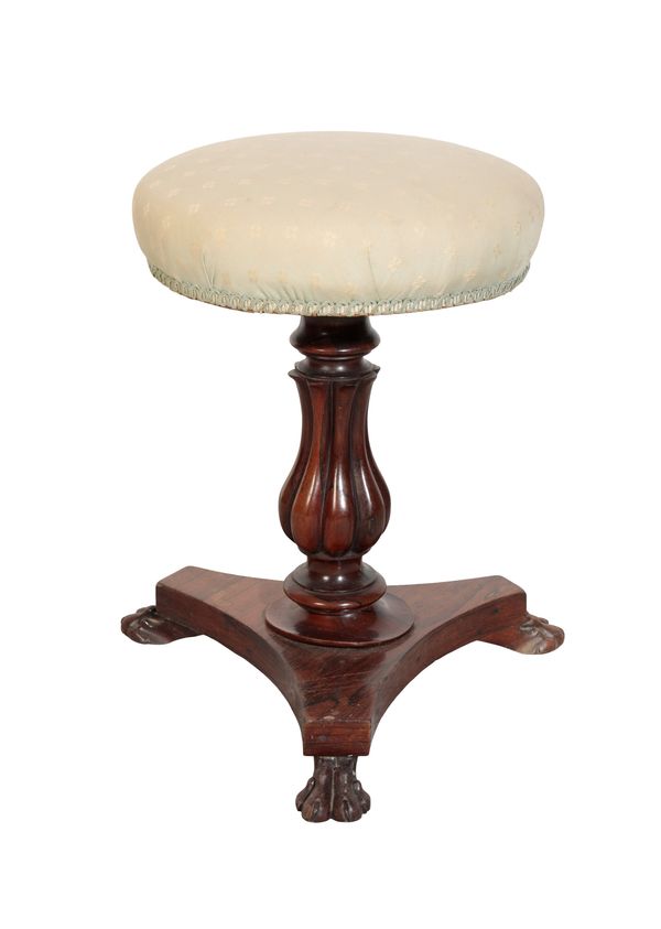 AN EARLY VICTORIAN ROSWEOOD PIANO STOOL