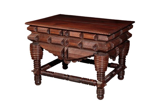 A PORTUGUESE COLONIAL SOLID HARDWOOD SIDE TABLE
