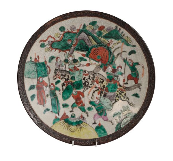 A CHINESE FAMILLE VERTE CRACKLEWARE DISH