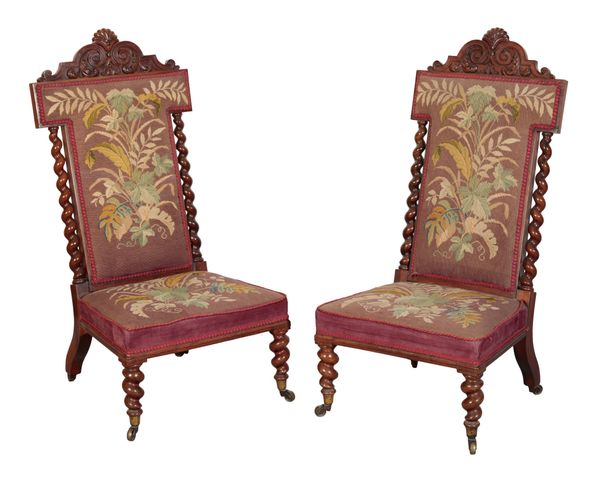 A PAIR OF WILLIAM IV ROSEWOOD PRIE DIEU CHAIRS