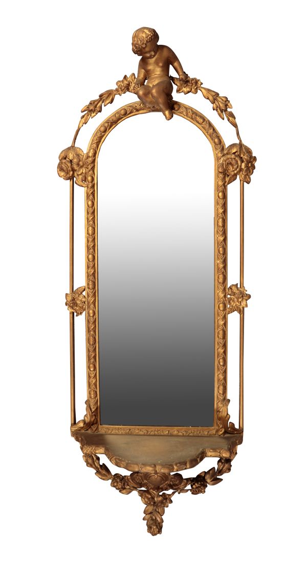 A VICTORIAN GILTWOOD AND COMPOSITION MIRROR