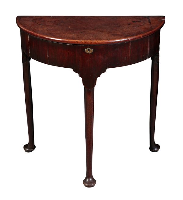 A GEORGE II MAHOGANY D-SHAPED SIDE TABLE