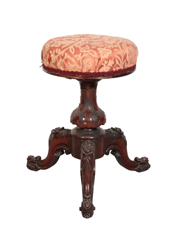 A VICTORIAN WALNUT PIANO STOOL