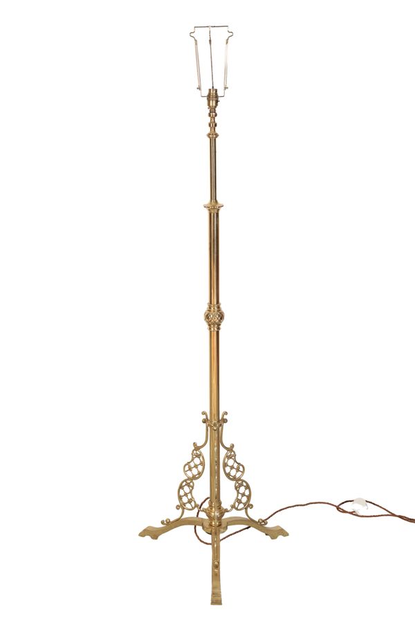 A BRASS ADJUSTABLE STANDARD LAMP