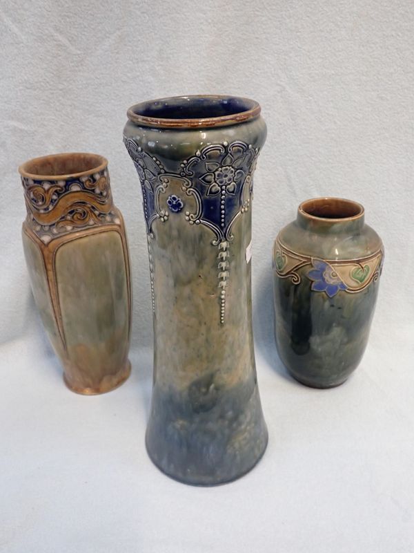 THREE ROYAL DOULTON STONEWARE VASES