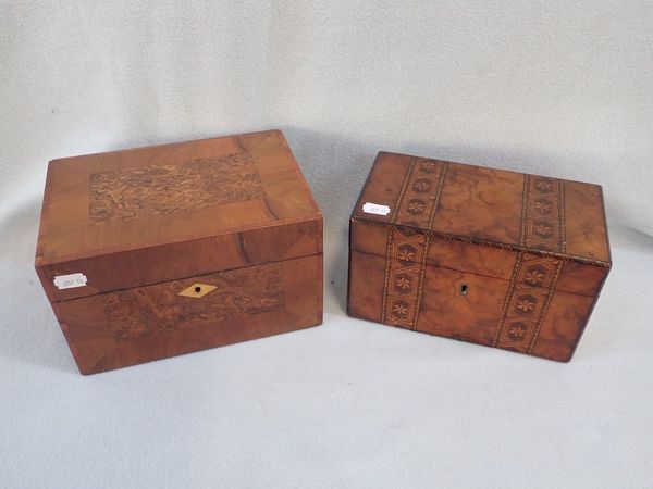 TWO WOODEN INLAID BOXES