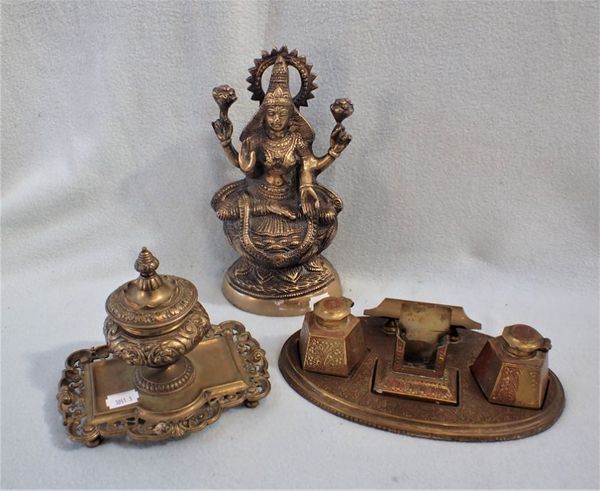 A EASTERN STYLE BRASS DESK STAND