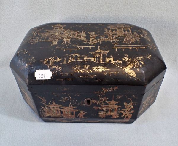 A CHINESE BLACK AND GILT LAQUERED BOX