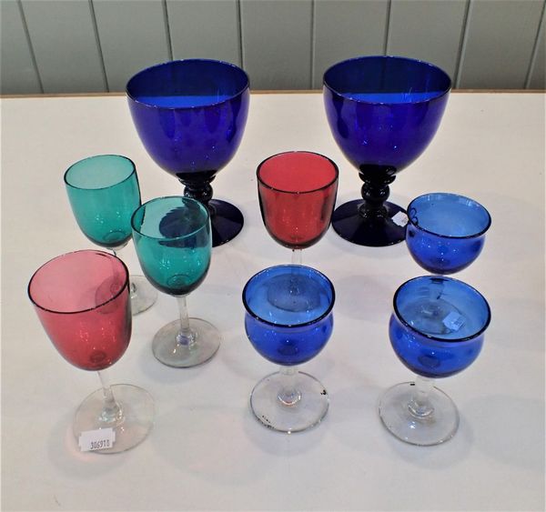 TWO BRISTOL BLUE DRINKING GLASSES