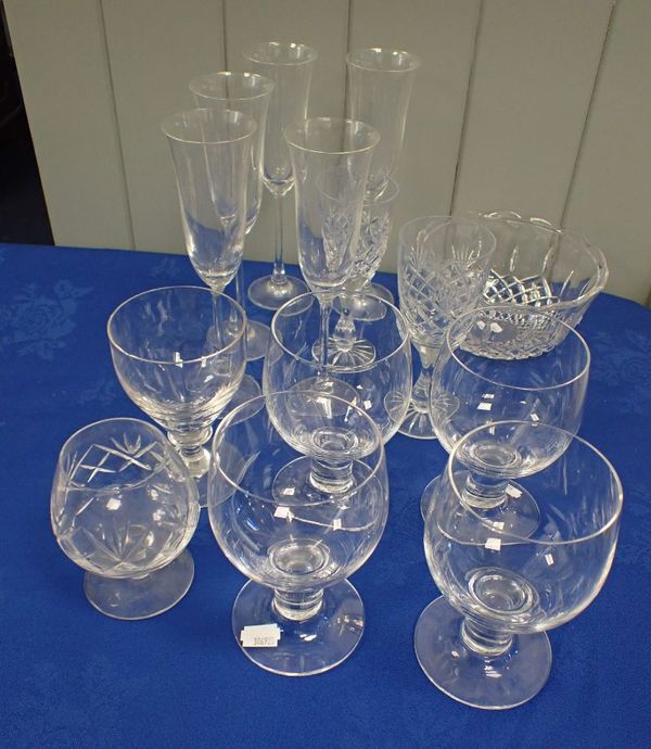 A SET OF FOUR CRYSTAL LARGE DRINKING GLASSES