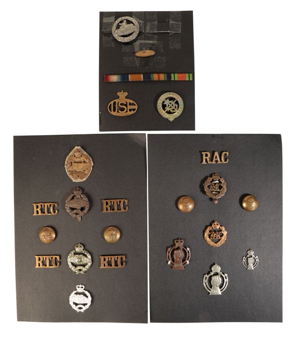 A COLLECTION OF RAC AND TANK CORP BADGES