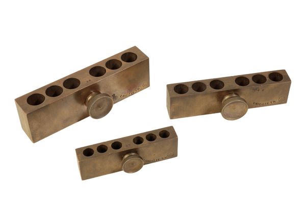 THREE ICI BRASS BULLET MOULDS