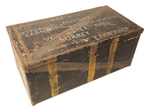 A GERMAN SECOND WORLD WAR METAL STORAGE TRUNK