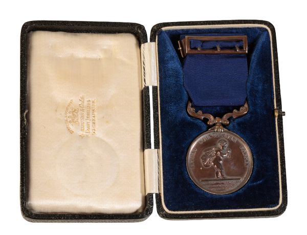 CASED BRONZE ROYAL HUMANE SOCIETY MEDAL TO PRIVATE ROBERT ROBINSON DURHAM LIGHT INFANTRY