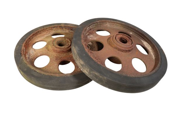 A PAIR OF TANK WHEELS