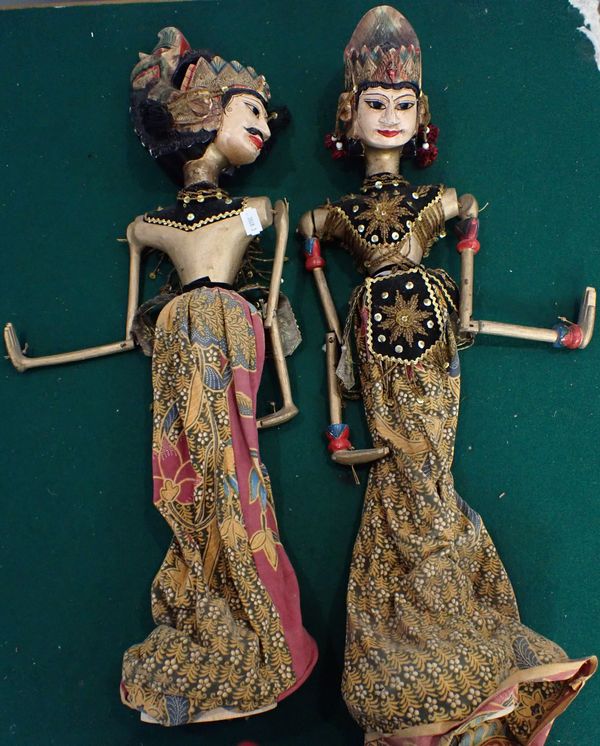 TWO VINTAGE INDONESIAN STICK PUPPETS