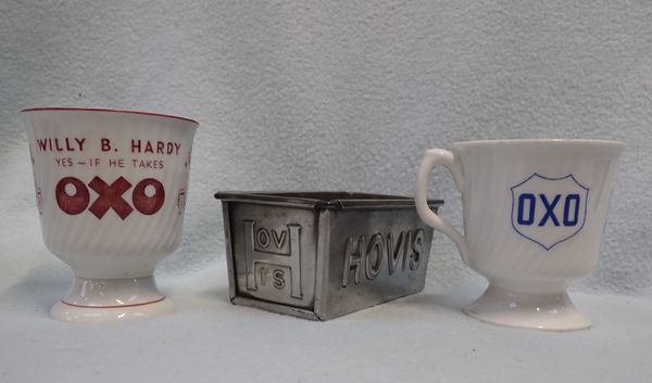 AN 'OXO' ADVERTISING MUG: 'WILLY B. HARDY'