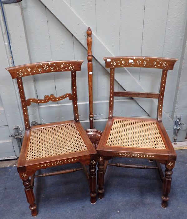 A PAIR OF COLONIAL CHAIRS WITH BONE INLAY