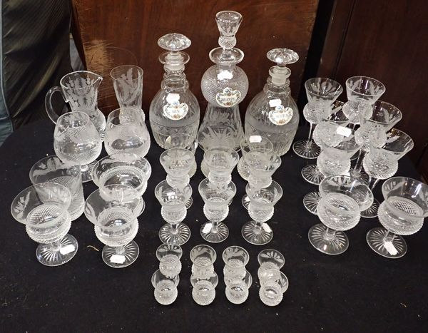 A COLLECTION OF EDINBURGH CRYSTAL 'THISTLE' CUT AND  ETCHED GLASS