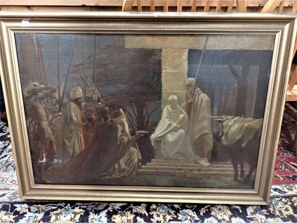 D H BANNER: THE ADORATION OF THE MAGI, OIL ON CANVAS