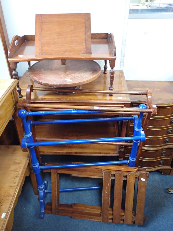 A VICTORIAN MAHOGANY BED TRAY WITH READING STAND