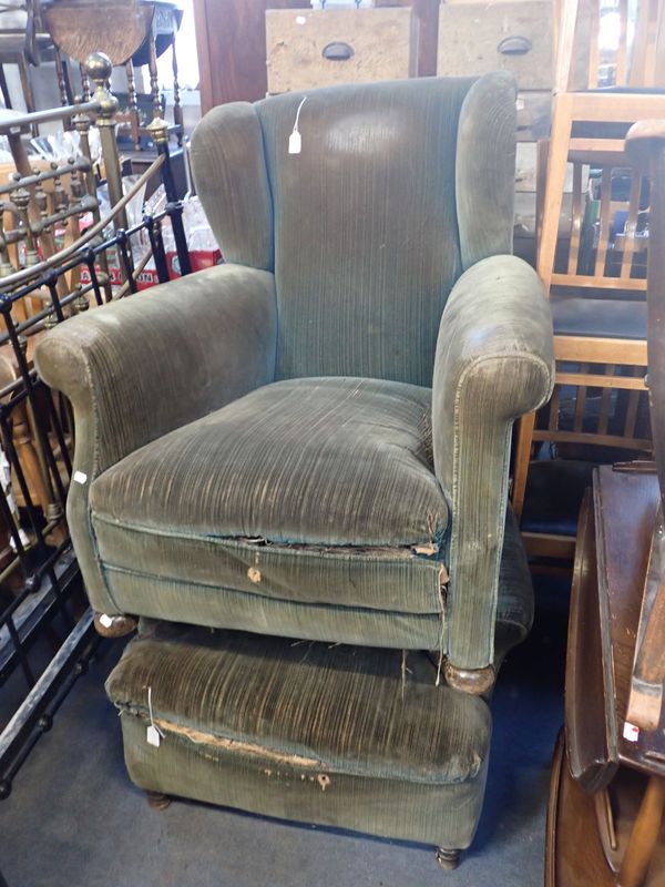 TWO SIMILAR EDWARDIAN EASY CHAIRS