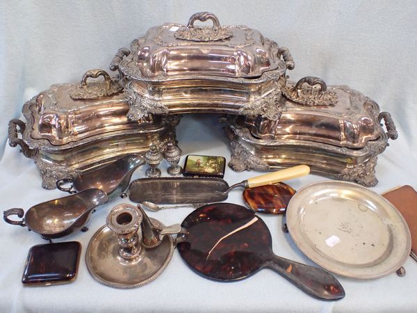 THREE VERY GRAND VICTORIAN SILVER-PLATED SERVING DISHES