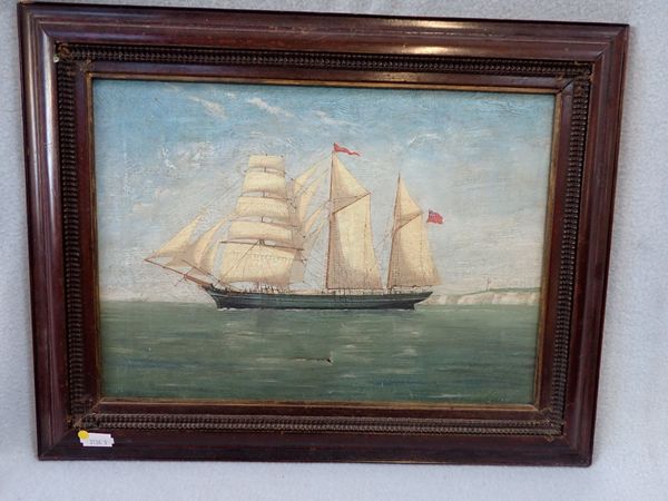 ENGLISH SCHOOL, 19TH CENTURY: A NAIVELY PAINTED MARITIME SCENE