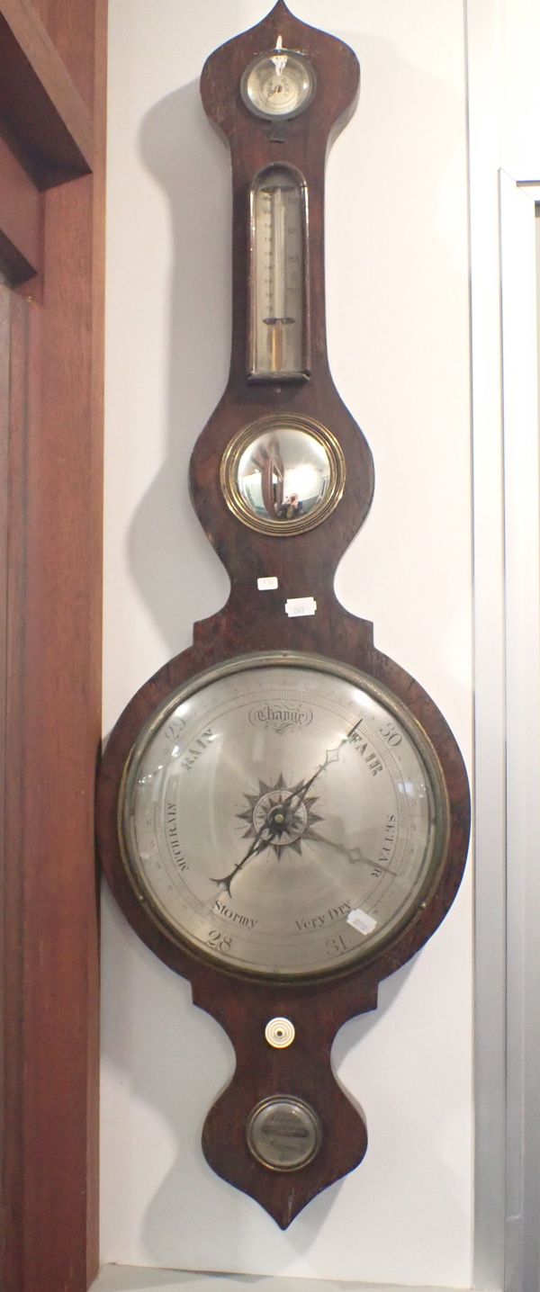 A 19TH CENTURY SILVER WHEELED TRESOLDI OF LONDON BAROMETER