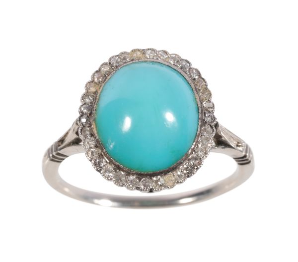 A TURQUOISE AND DIAMOND DRESS RING