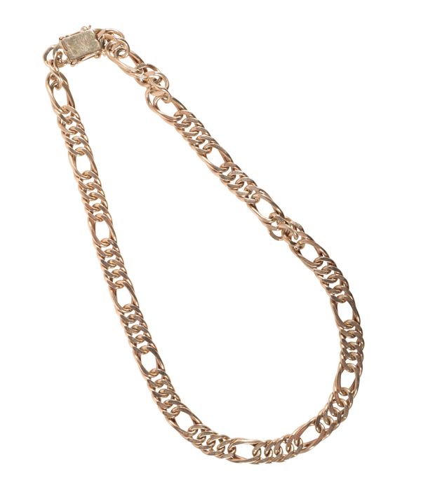 A 9CT GOLD FLAT CHAIN LINK NECKLACE