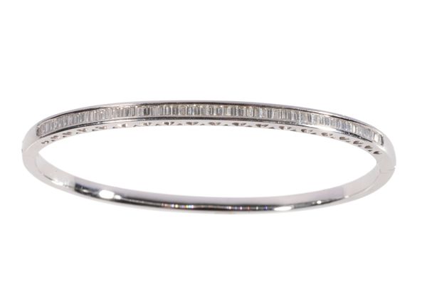 A DIAMOND HALF SET WHITE GOLD BANGLE