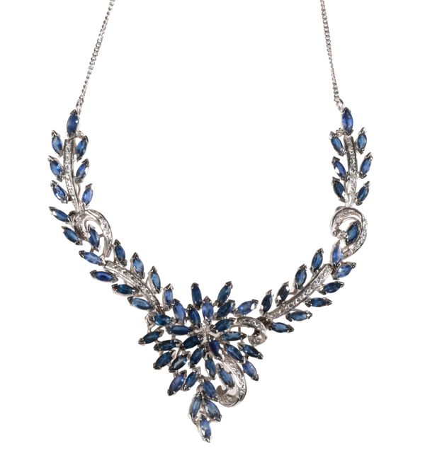 A SAPPHIRE AND DIAMOND NECKLACE