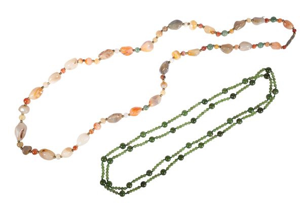 A JADEITE BEAD NECKLACE