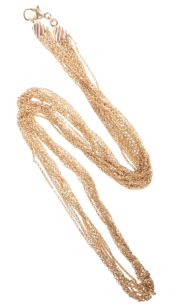 A 9CT YELLOW GOLD MULTISTRAND NECKLACE