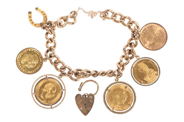 A GOLD COIN CHARM BRACELET