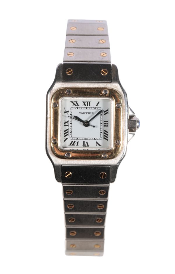 CARTIER: A LADY'S STEEL & GOLD BI-METAL BRACELET WATCH